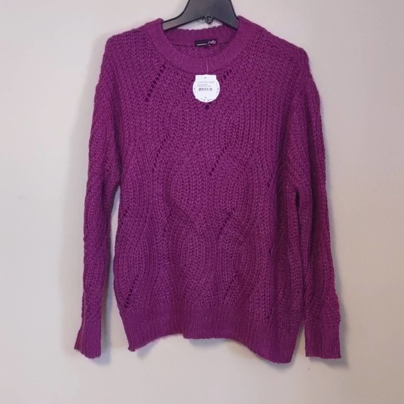 RXB Chunky Cable Knit Sweater Medium Purple - Picture 2 of 7